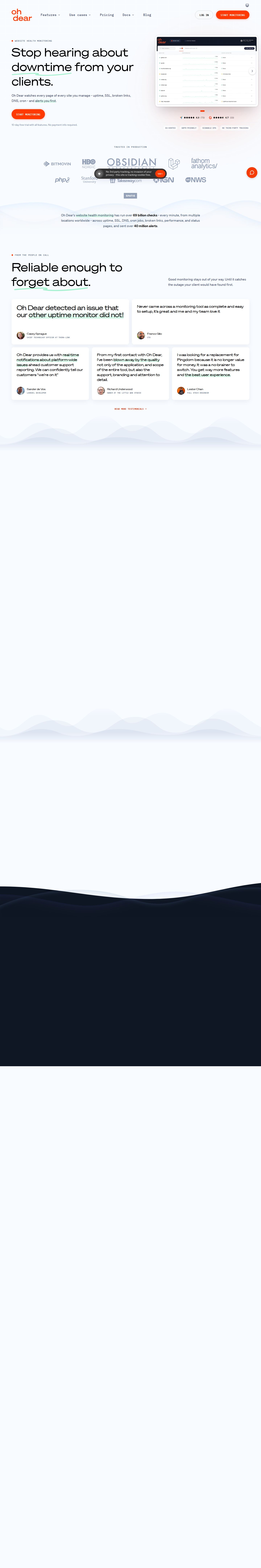 Oh Dear website preview