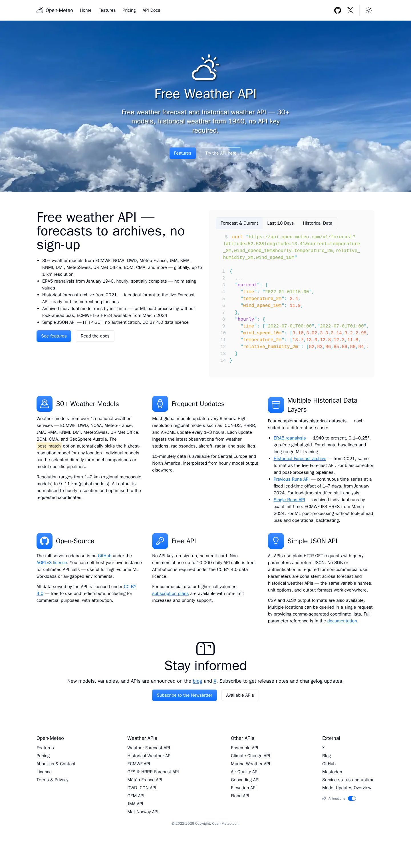 Open-Meteo.com website preview