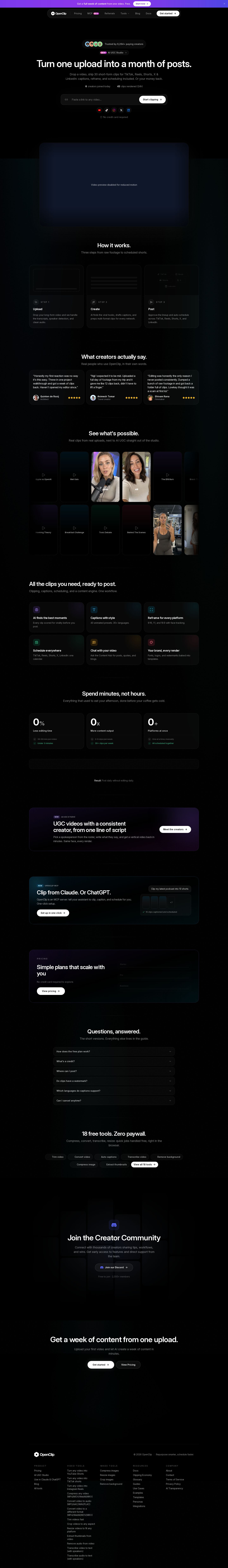 OpenClip website preview