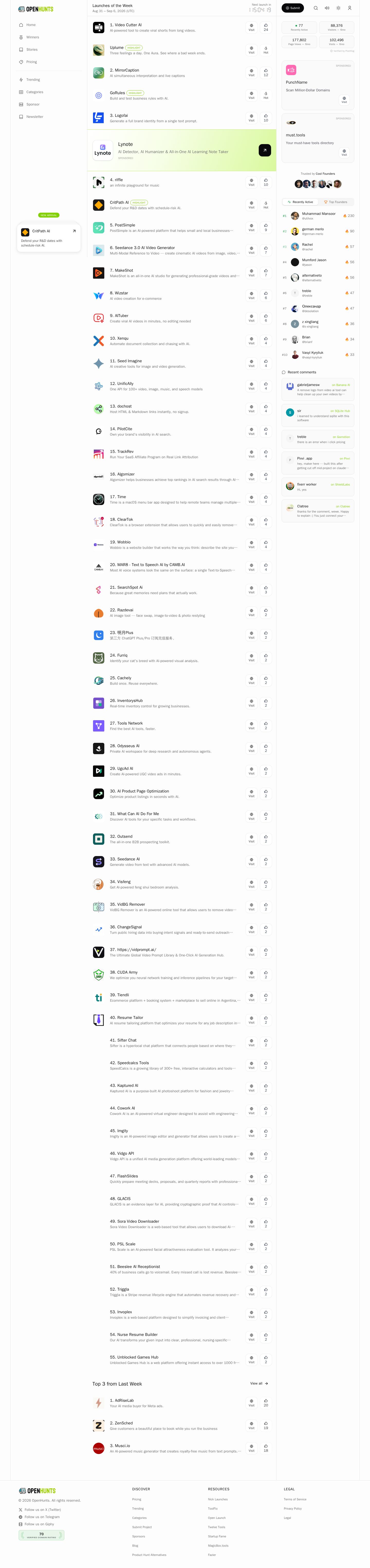 OpenHunts website preview