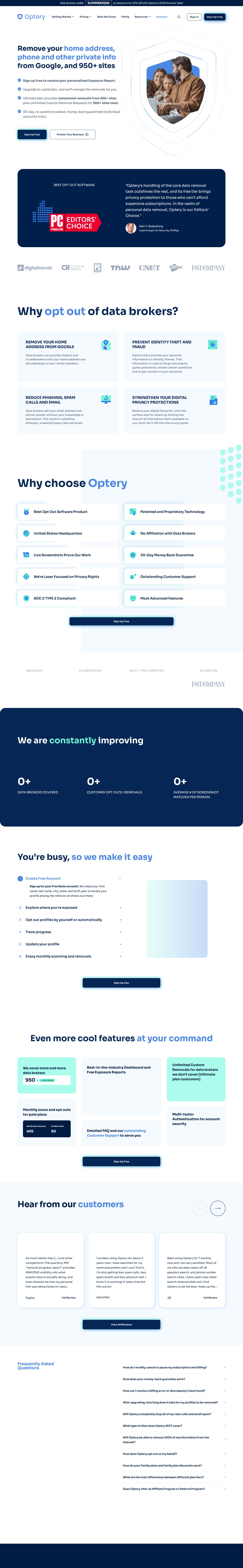 Optery website preview