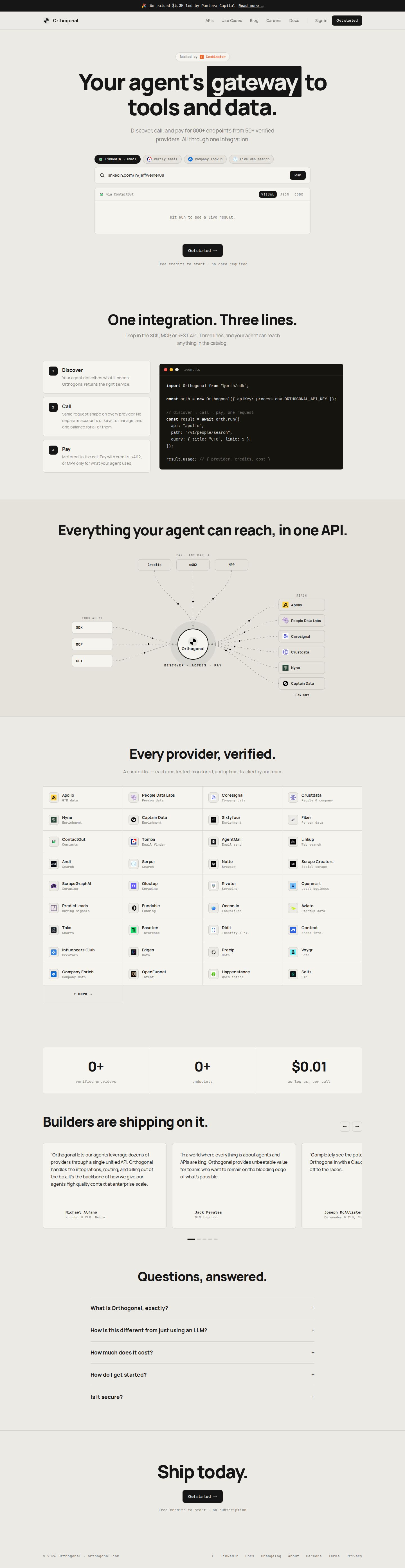 Orthogonal website preview