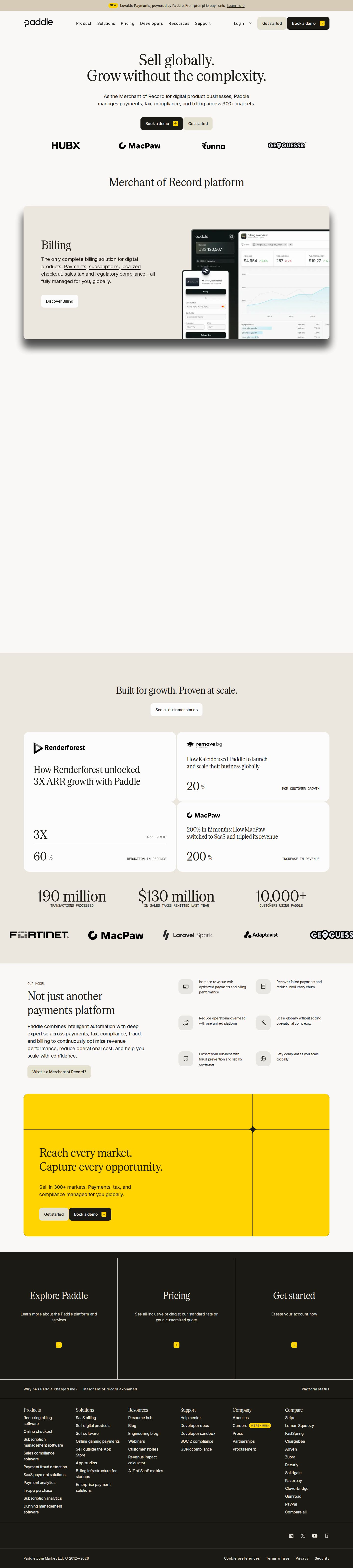 Paddle website preview