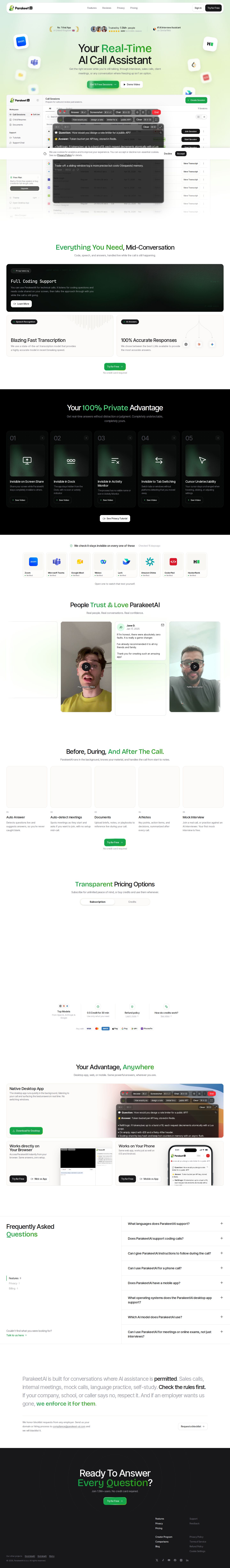 ParakeetAI website preview