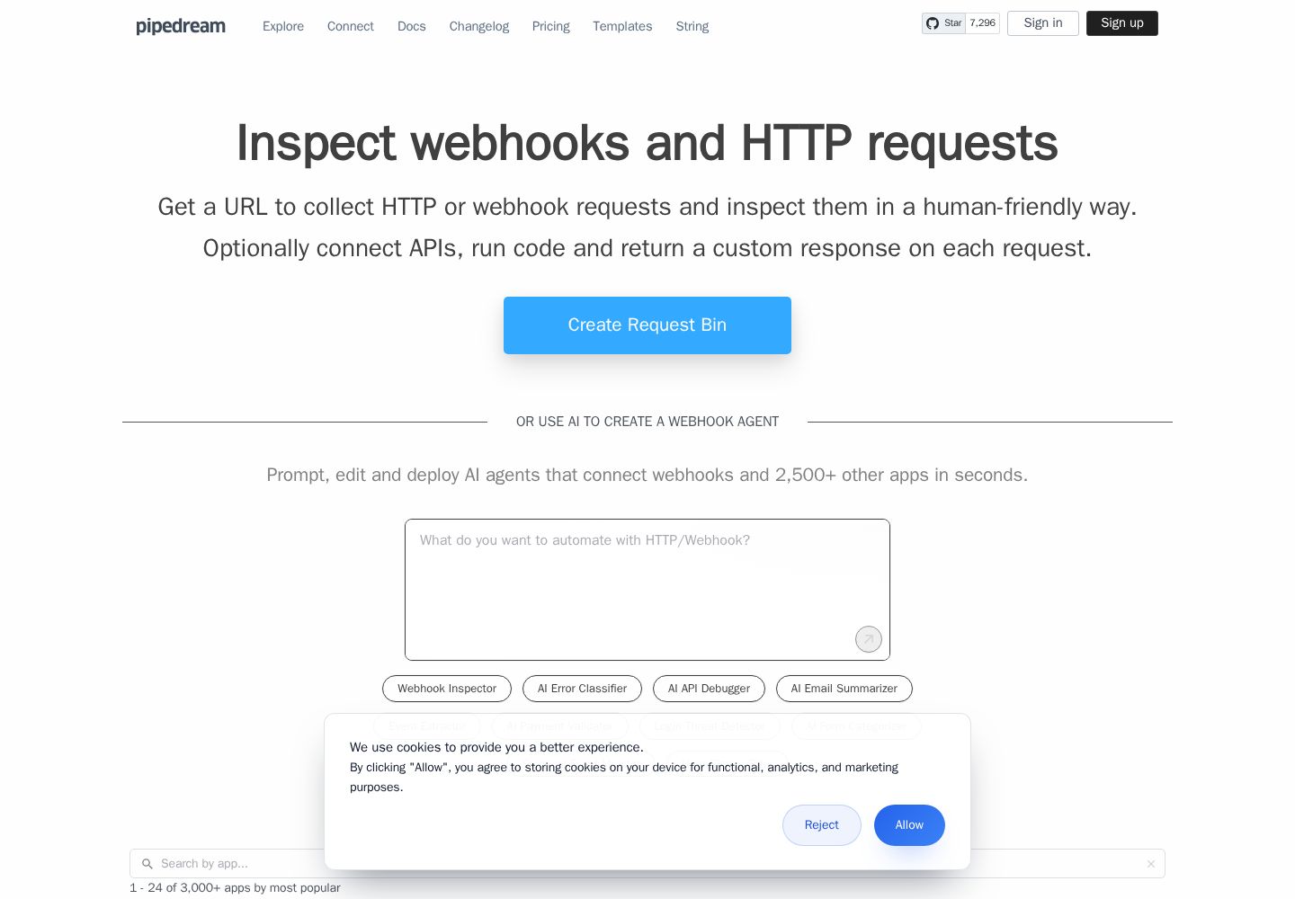 RequestBin website preview