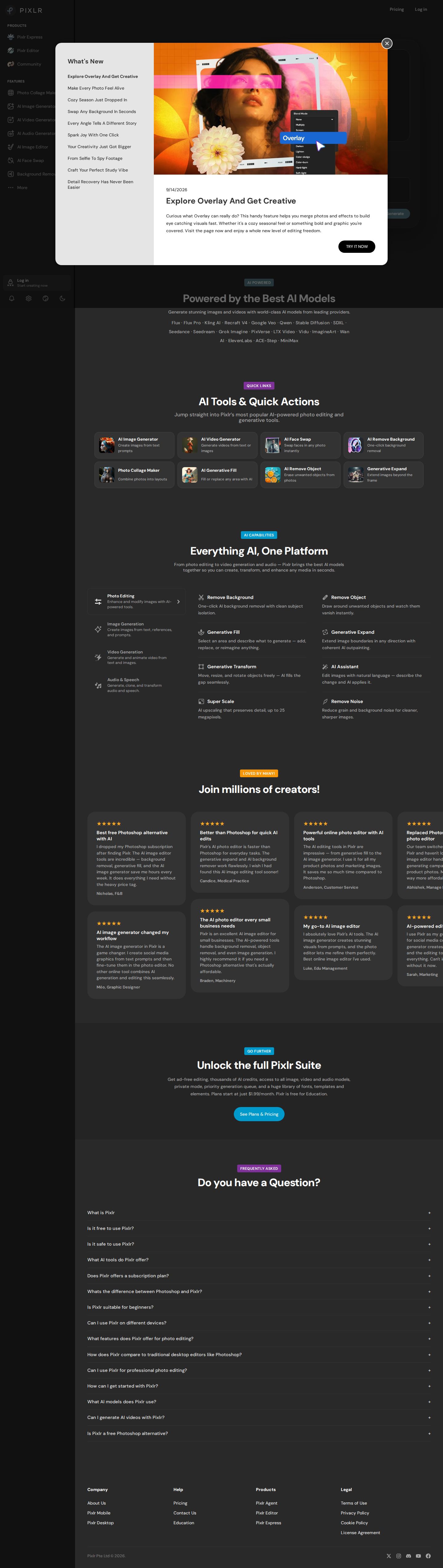 Pixlr website preview