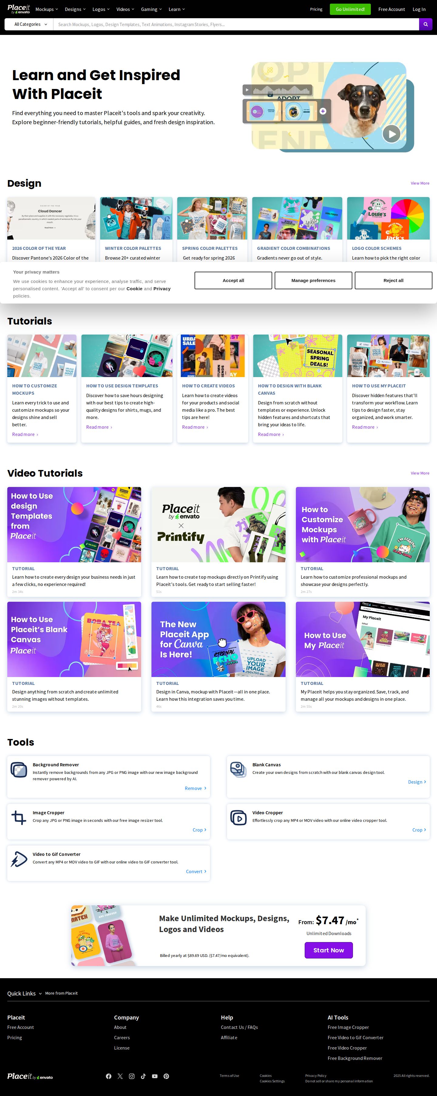 Placeit’s Academy website preview