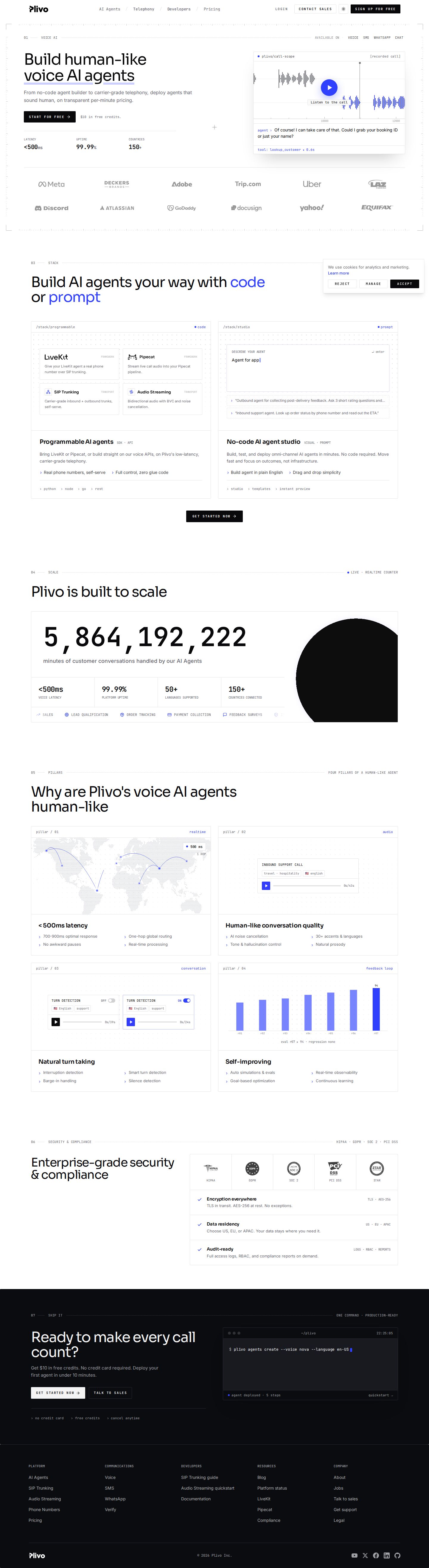 Plivo website preview