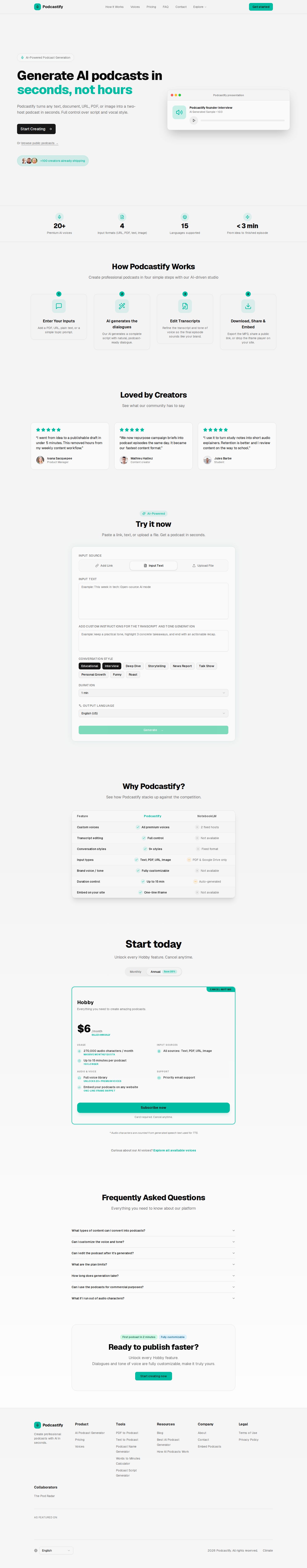 Podcastify website preview