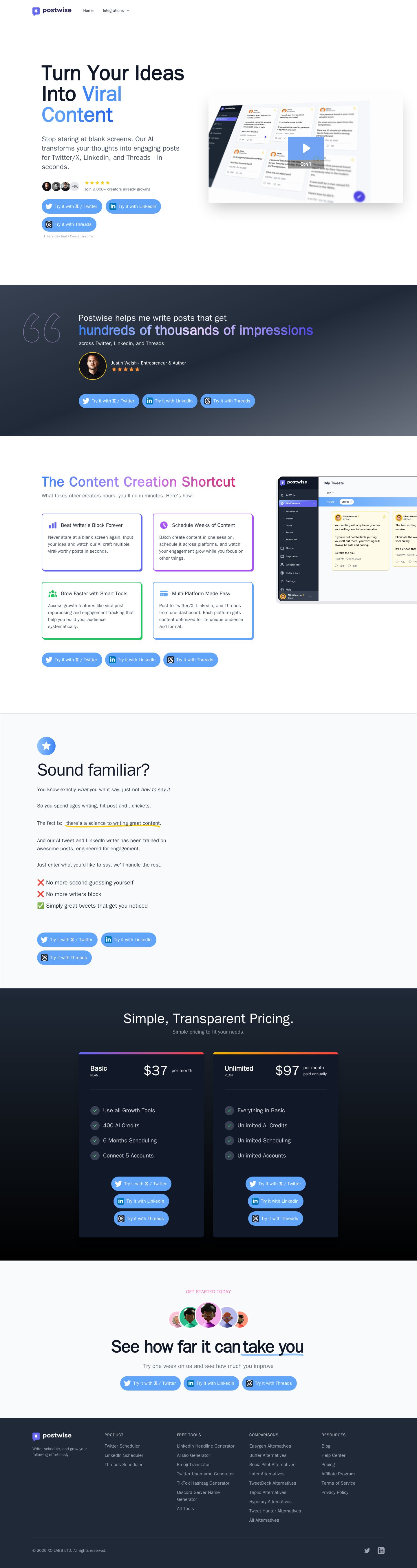 Postwise website preview