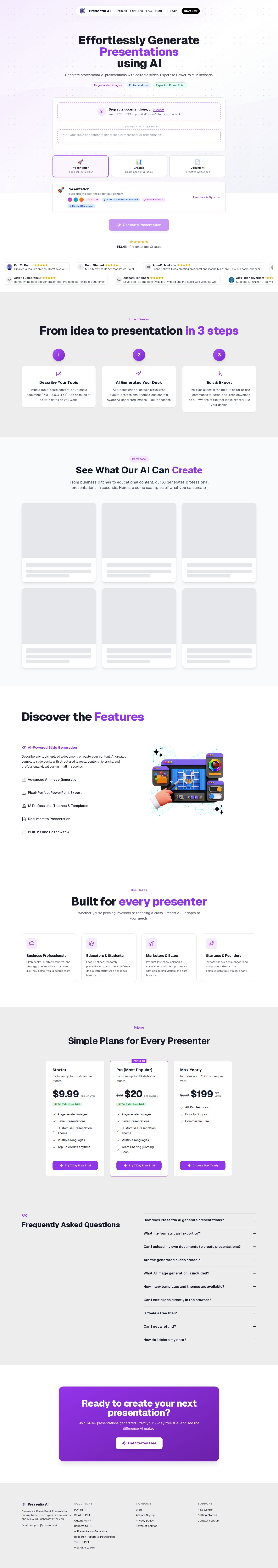 Presentia AI website preview