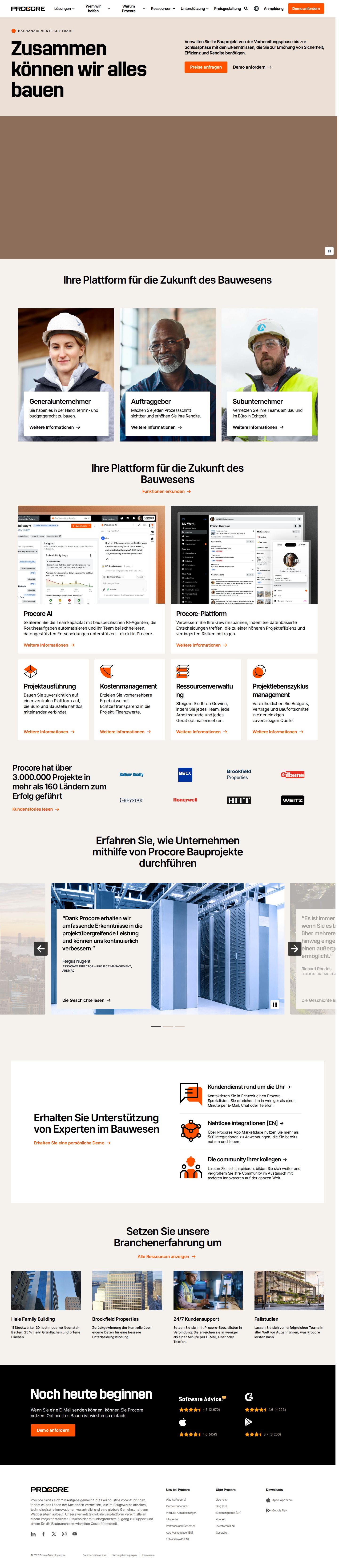 Procore website preview