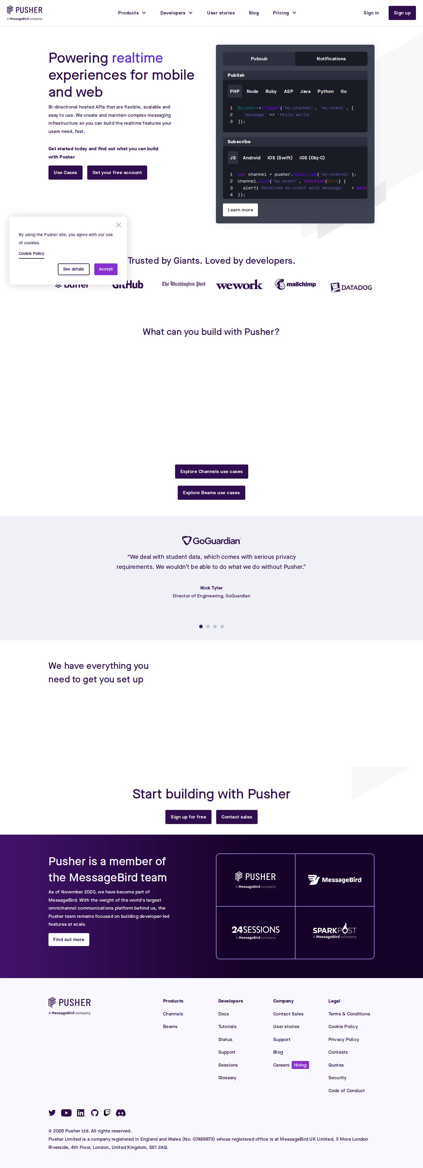 Pusher website preview