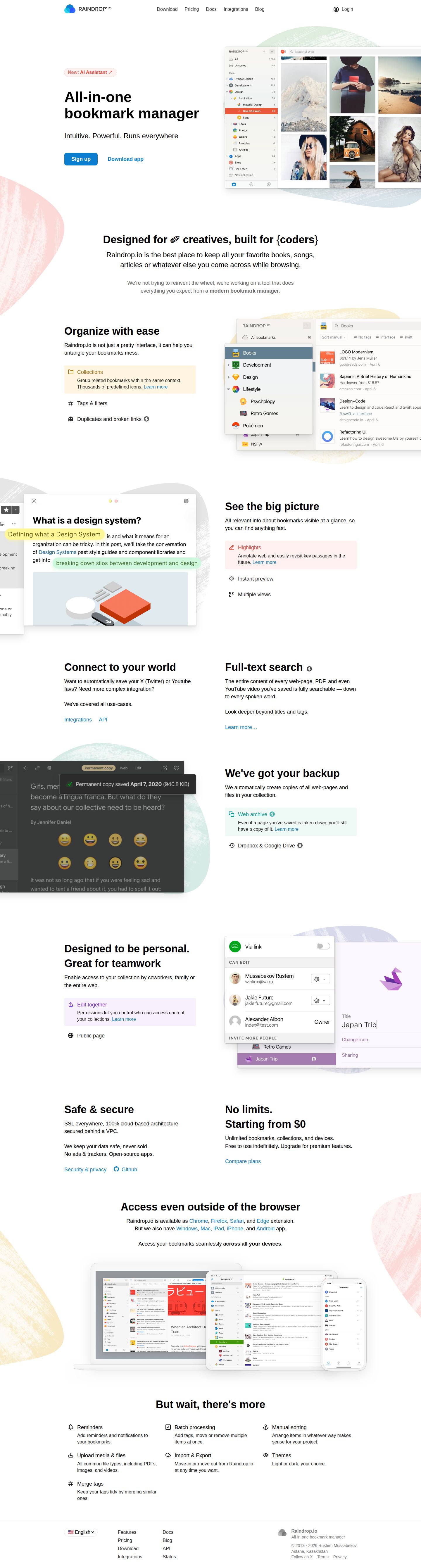 Raindrop.io website preview