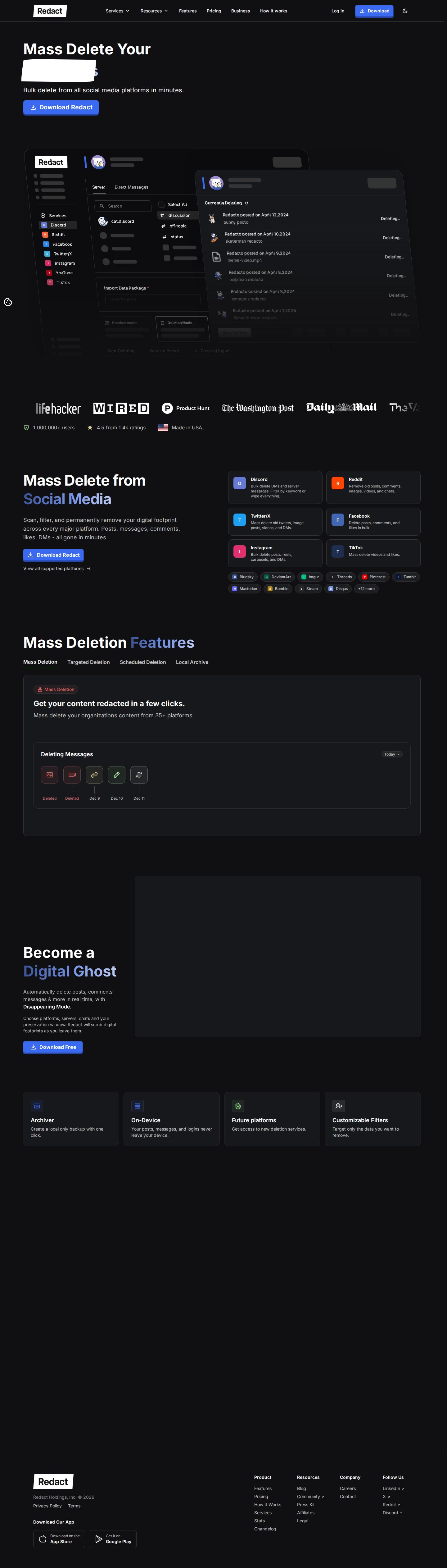 Redact website preview