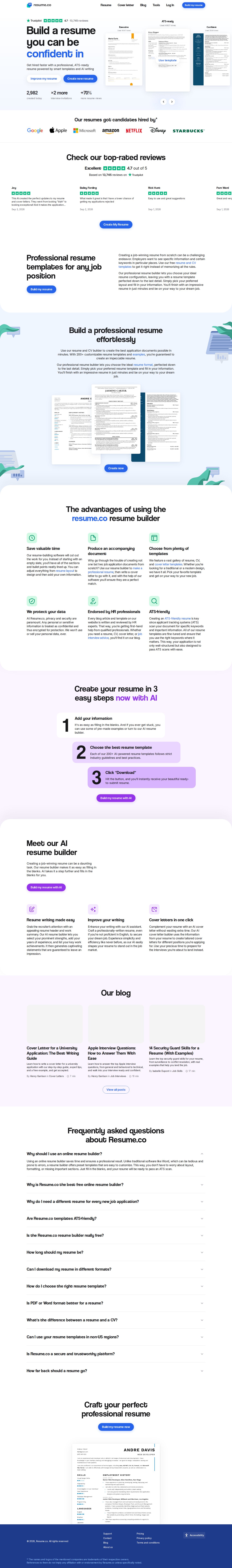 Resume.co website preview