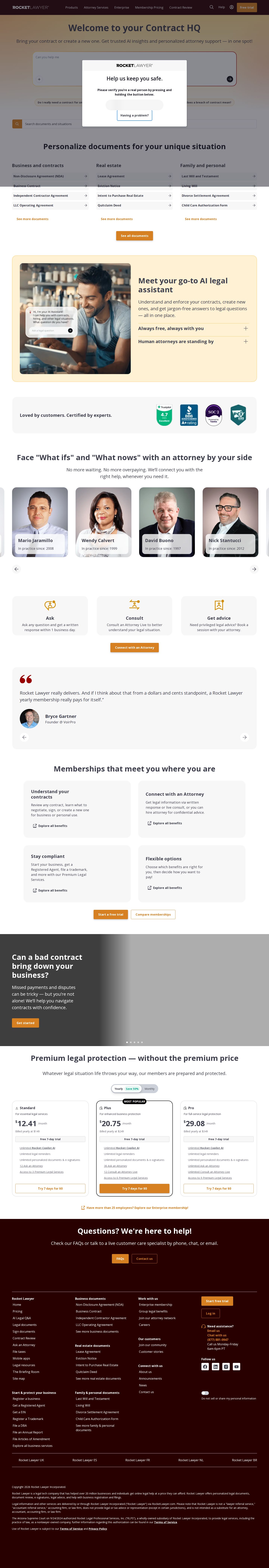 Rocket Lawyer website preview