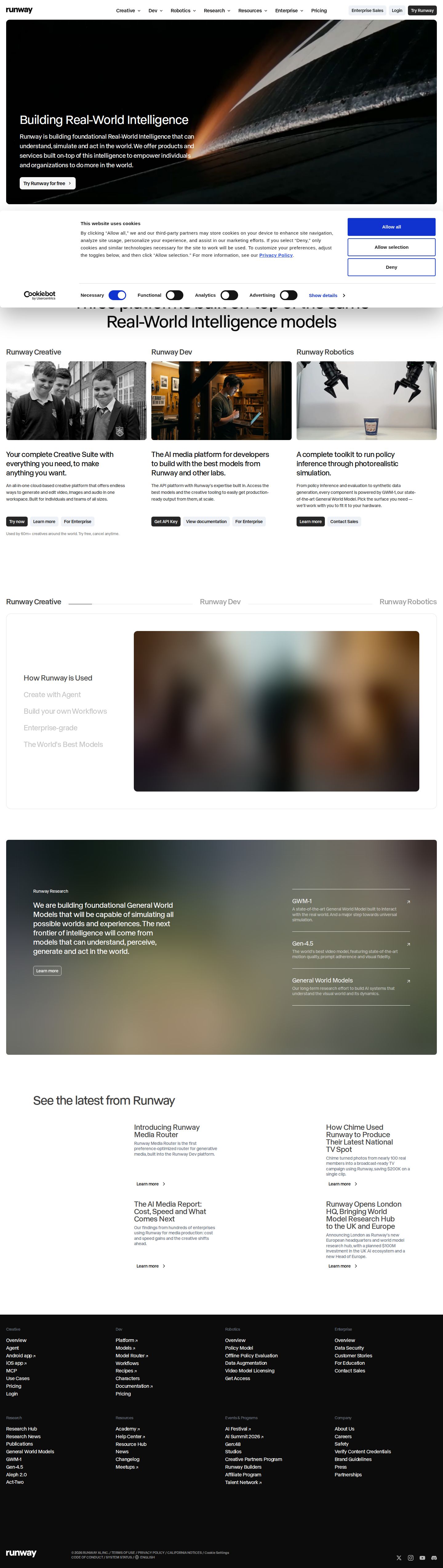 Runway website preview
