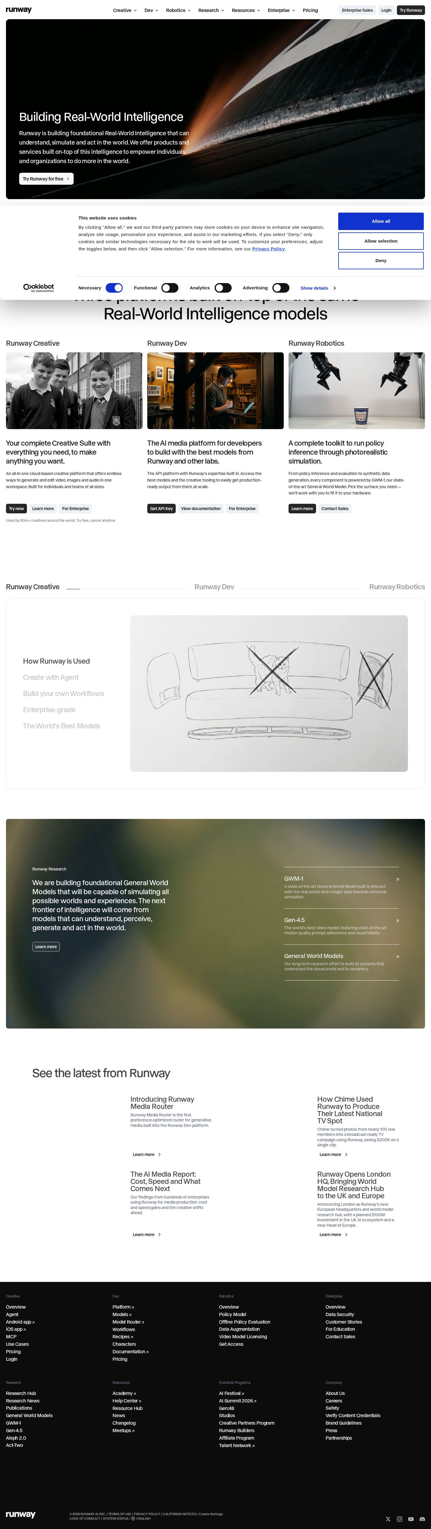 Runway website preview