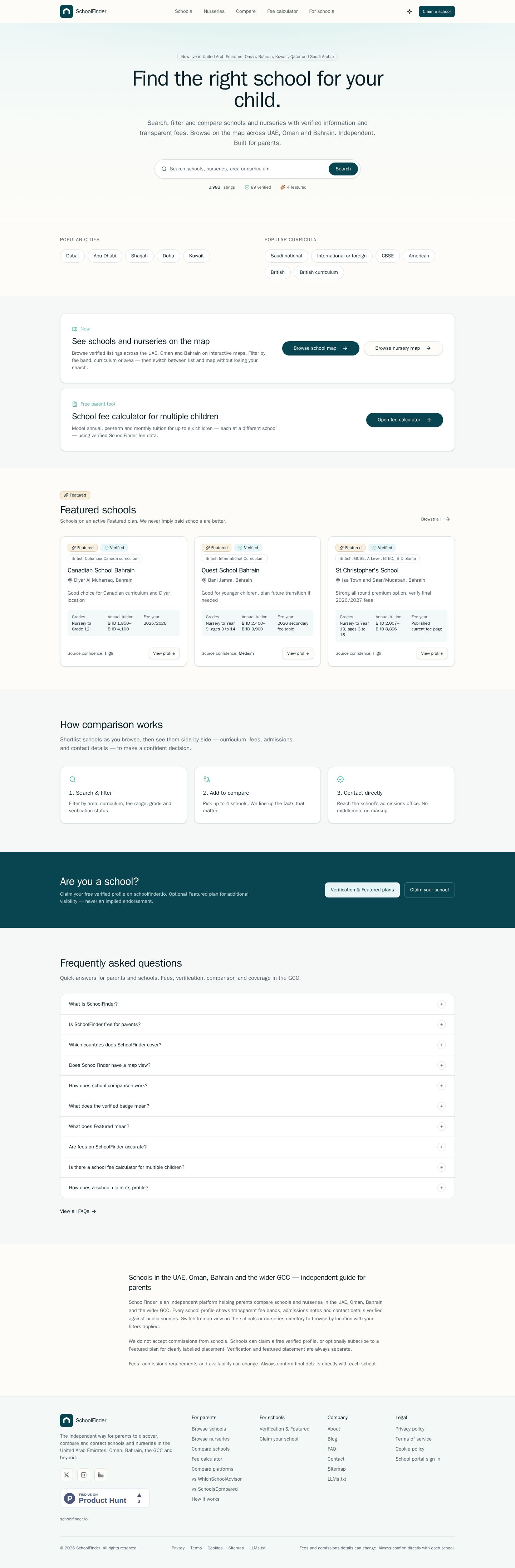 SchoolFinder website preview