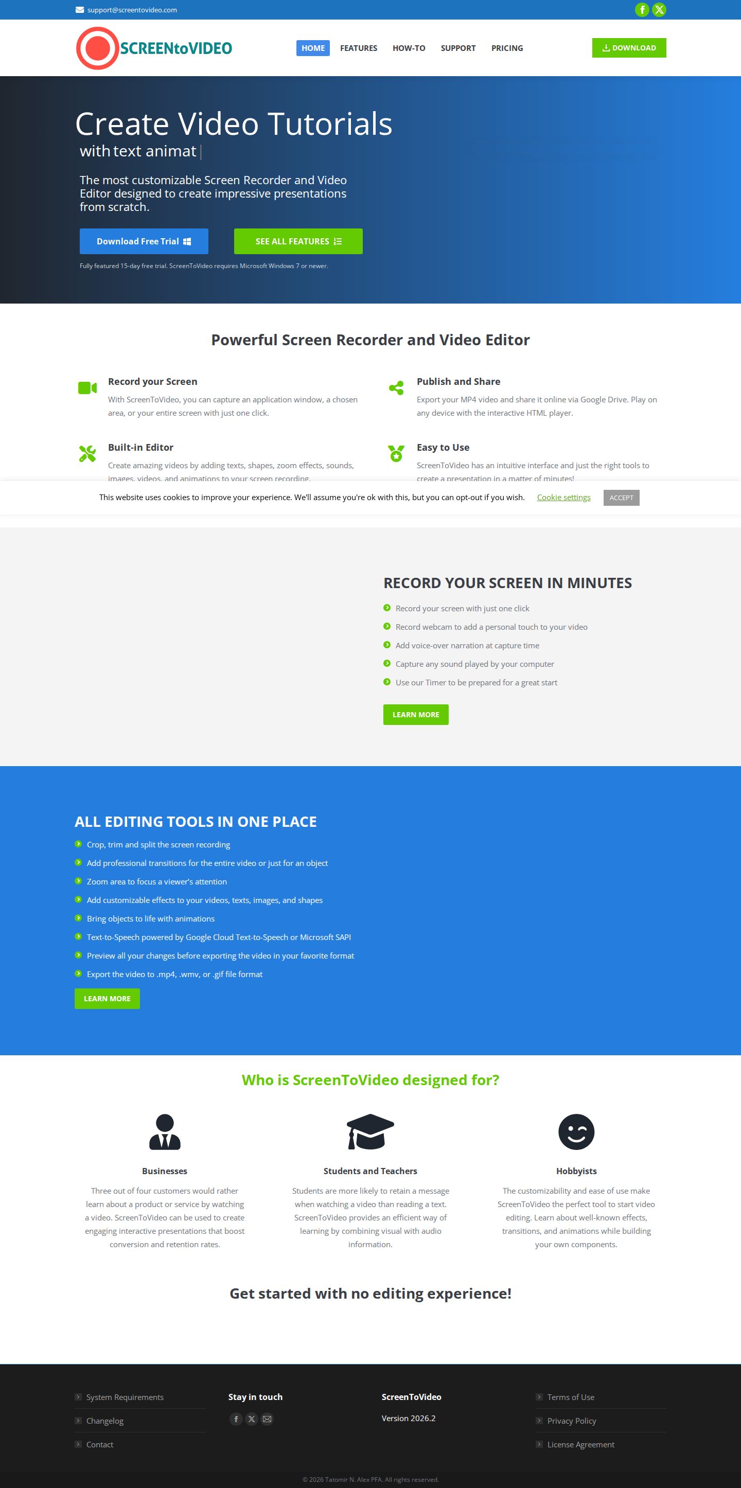 ScreenToVideo website preview