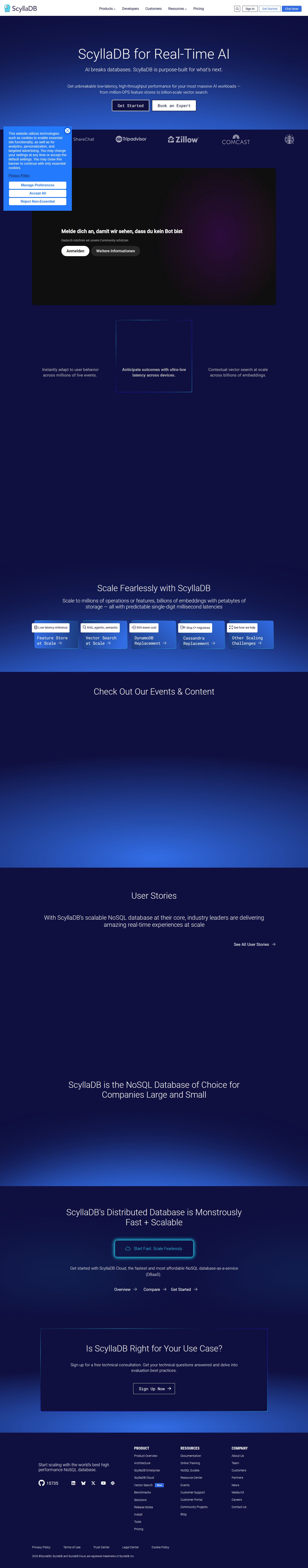 ScyllaDB website preview