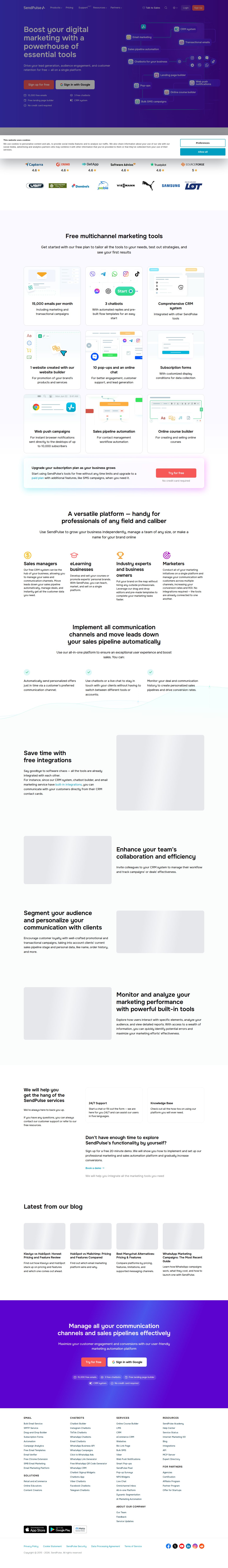 SendPulse website preview