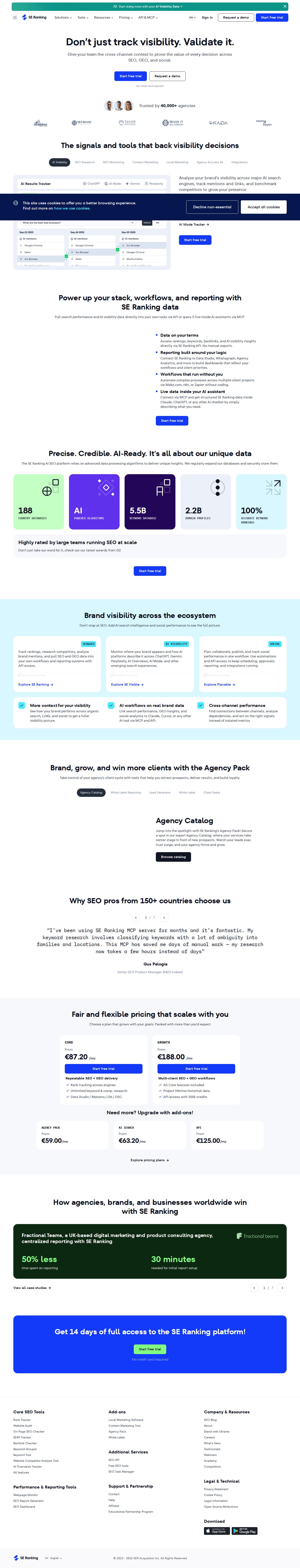 SE Ranking website preview