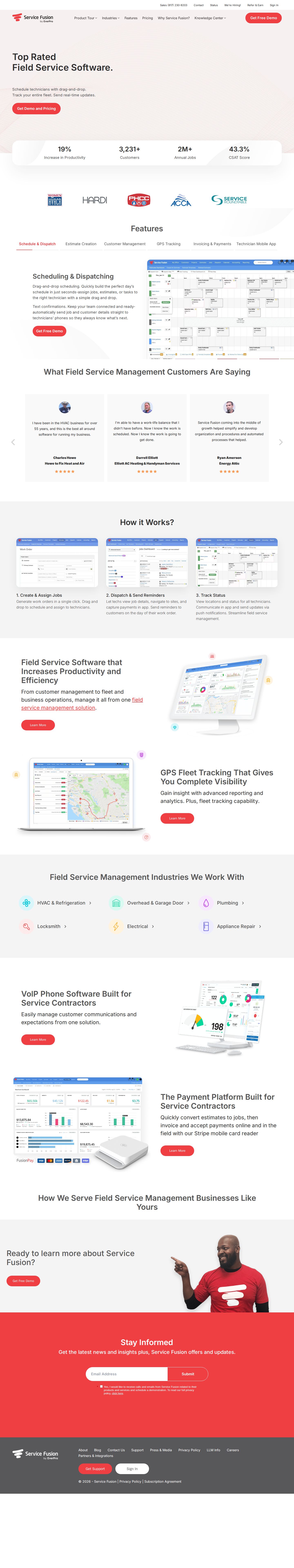 Service Fusion website preview