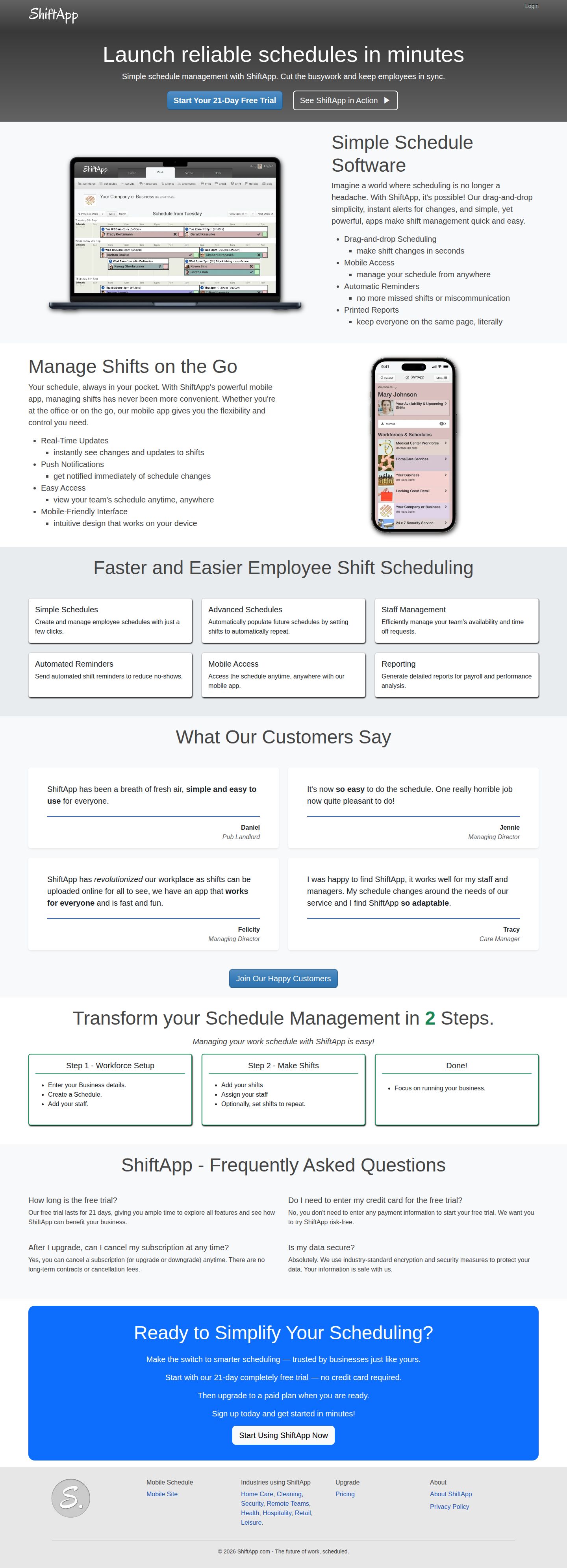 ShiftApp website preview