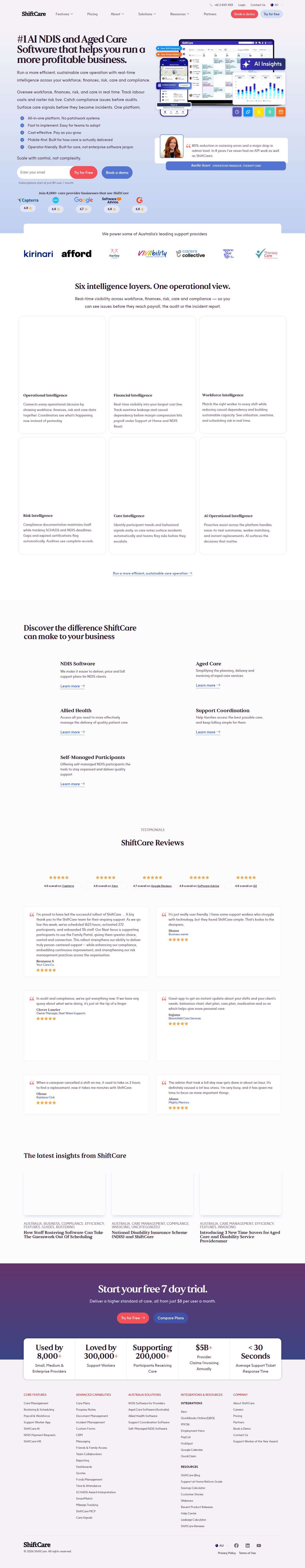 ShiftCare website preview