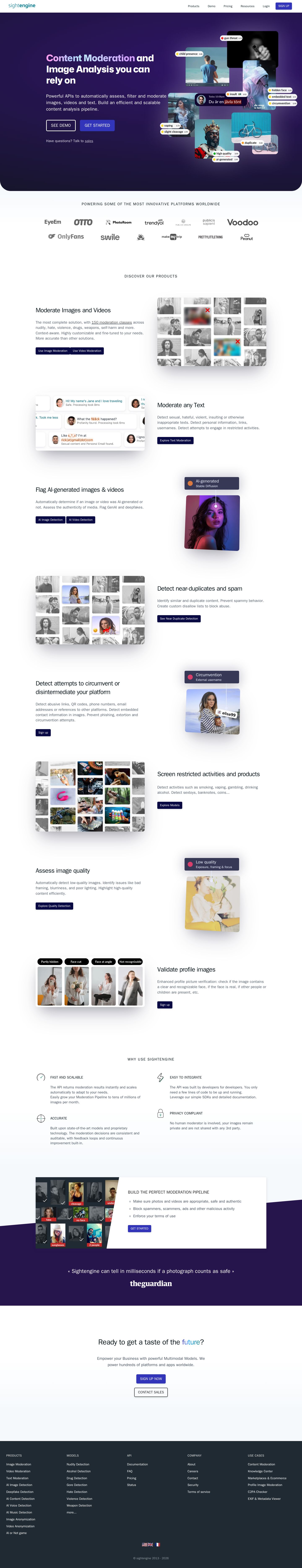 Sightengine website preview