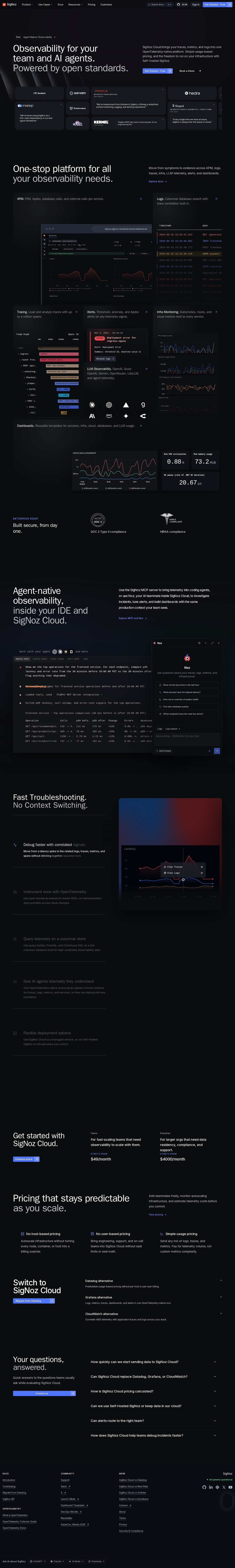 SigNoz website preview