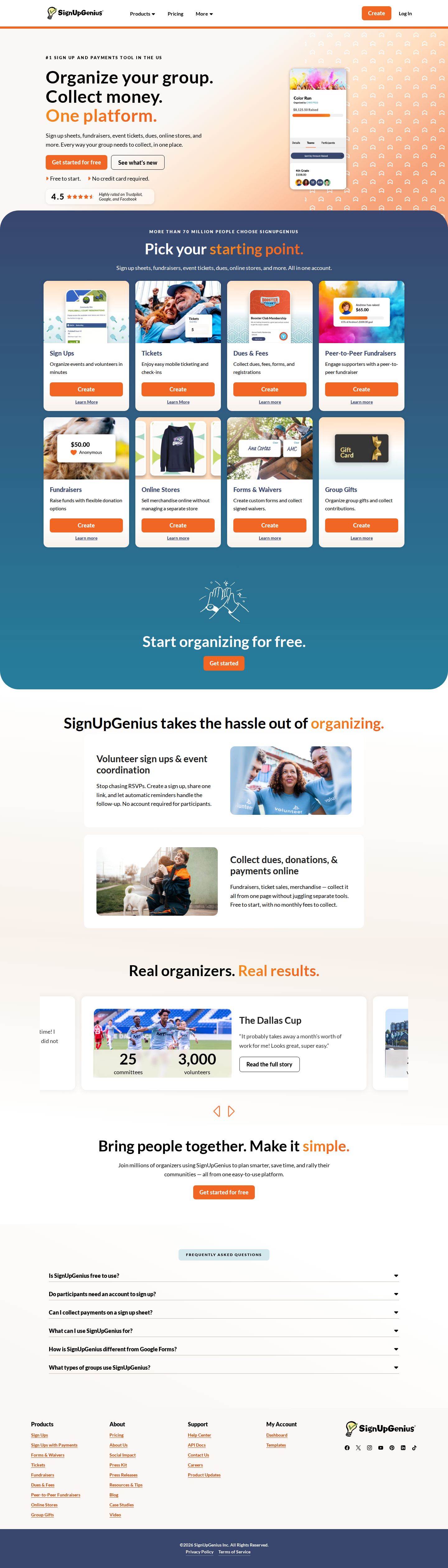 SignUpGenius website preview