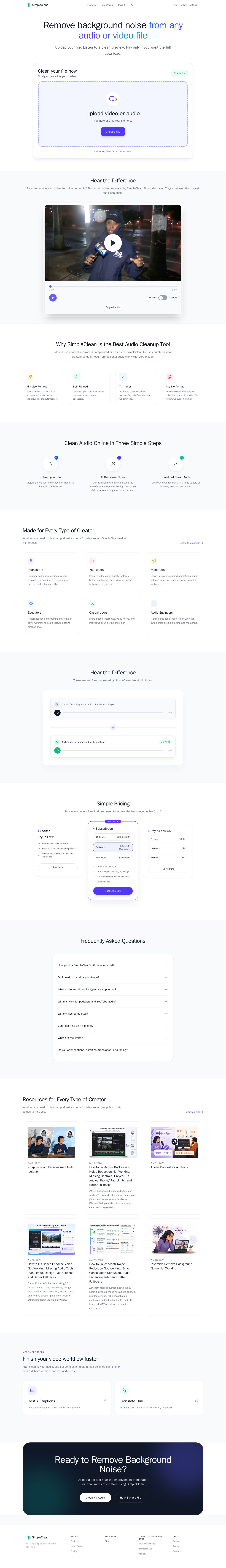 SimpleClean website preview