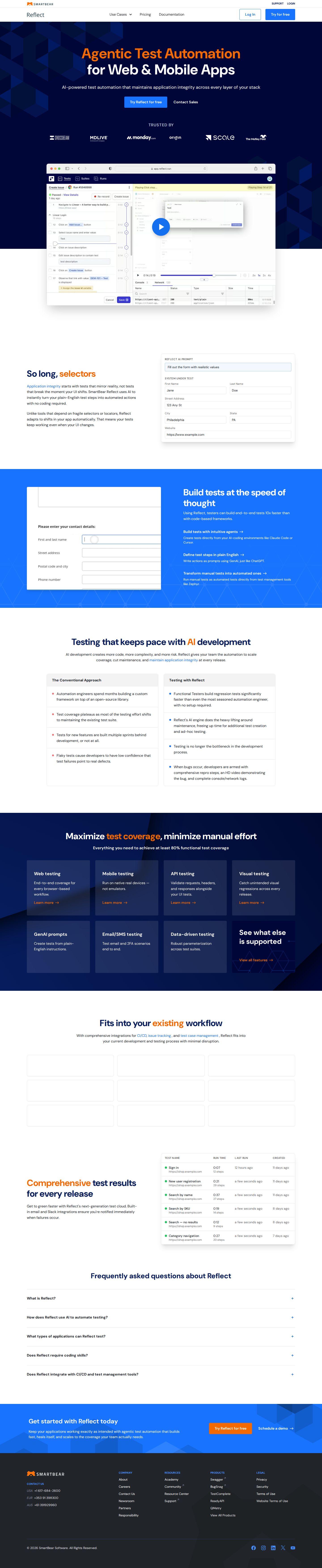 Reflect website preview
