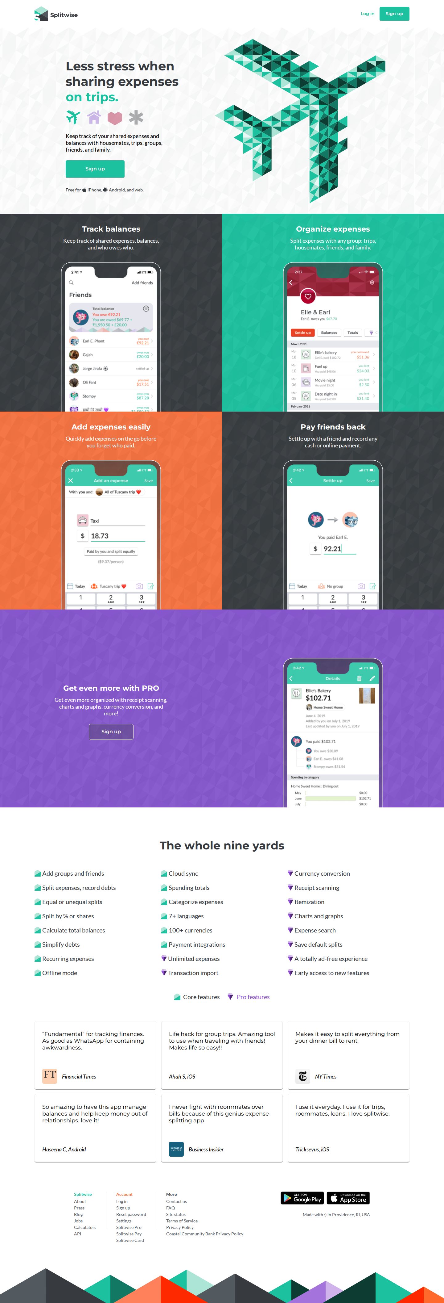 Splitwise website preview