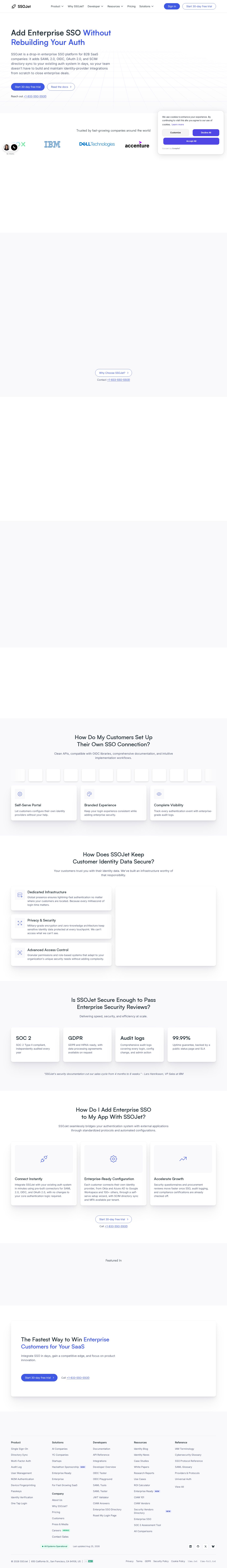 SSOJet website preview