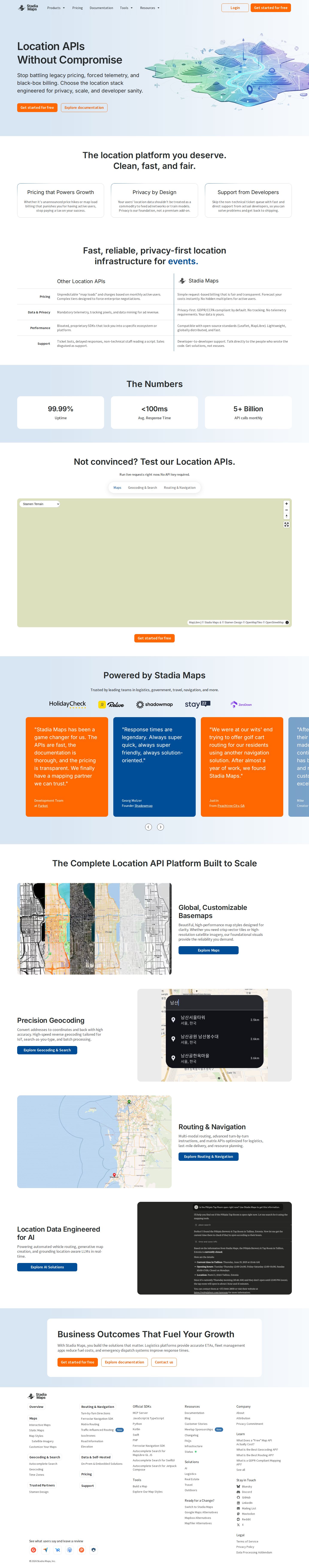 Stadia Maps website preview