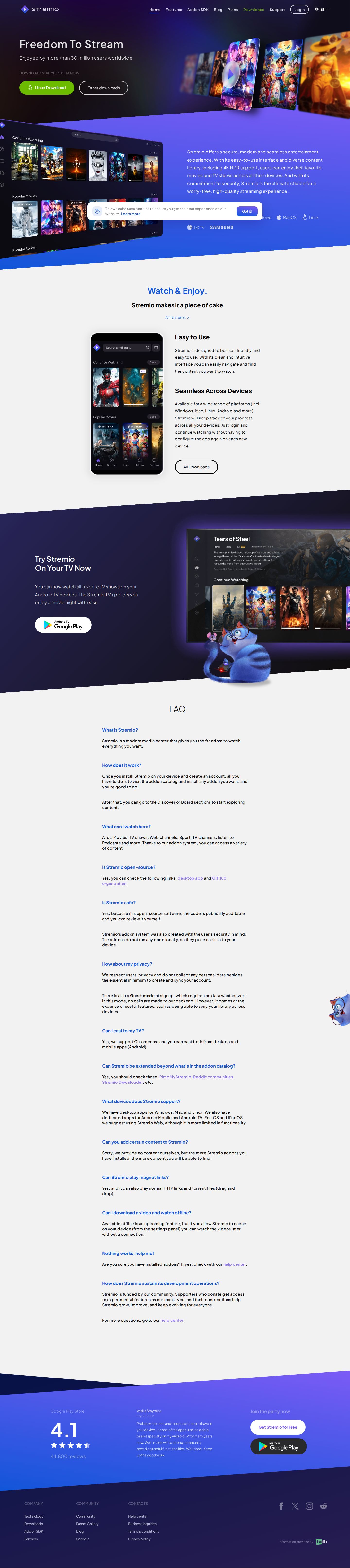 Stremio website preview