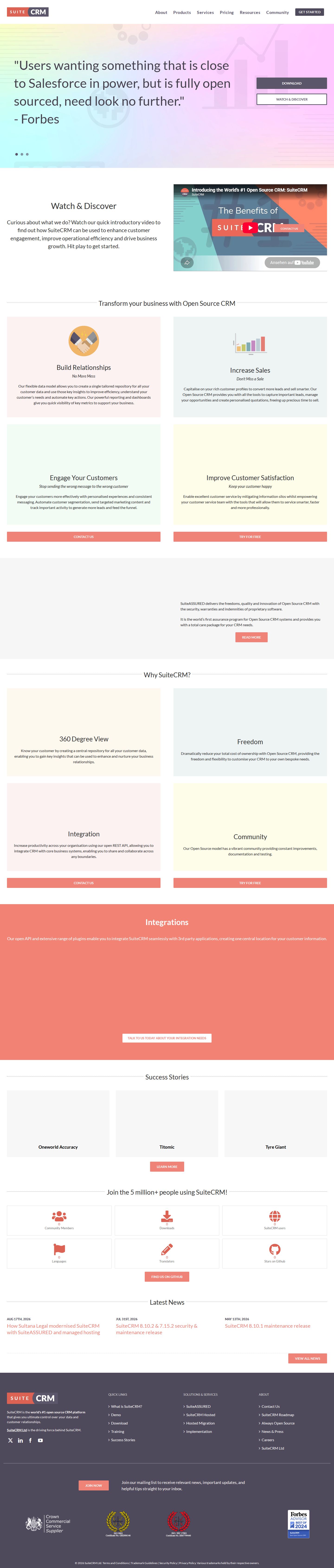 SuiteCRM website preview