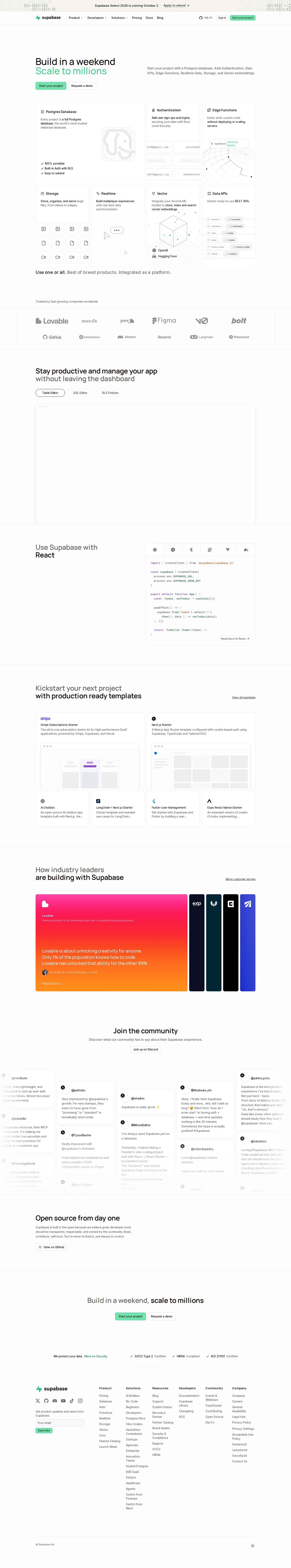 Supabase website preview