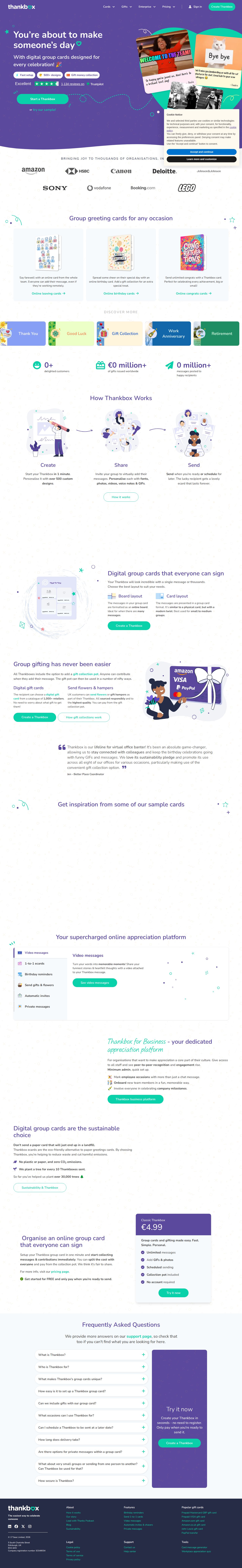 Thankbox website preview
