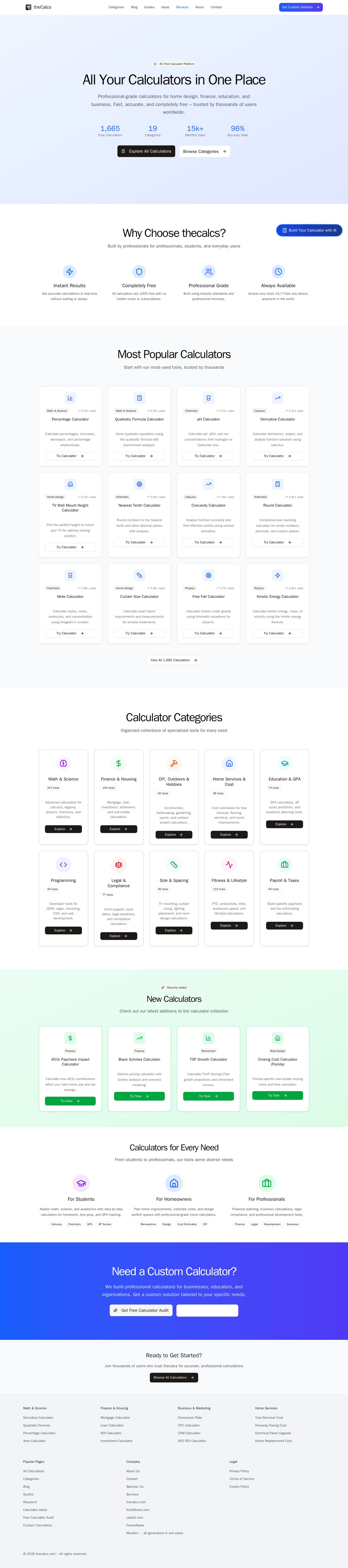Thecalcs website preview