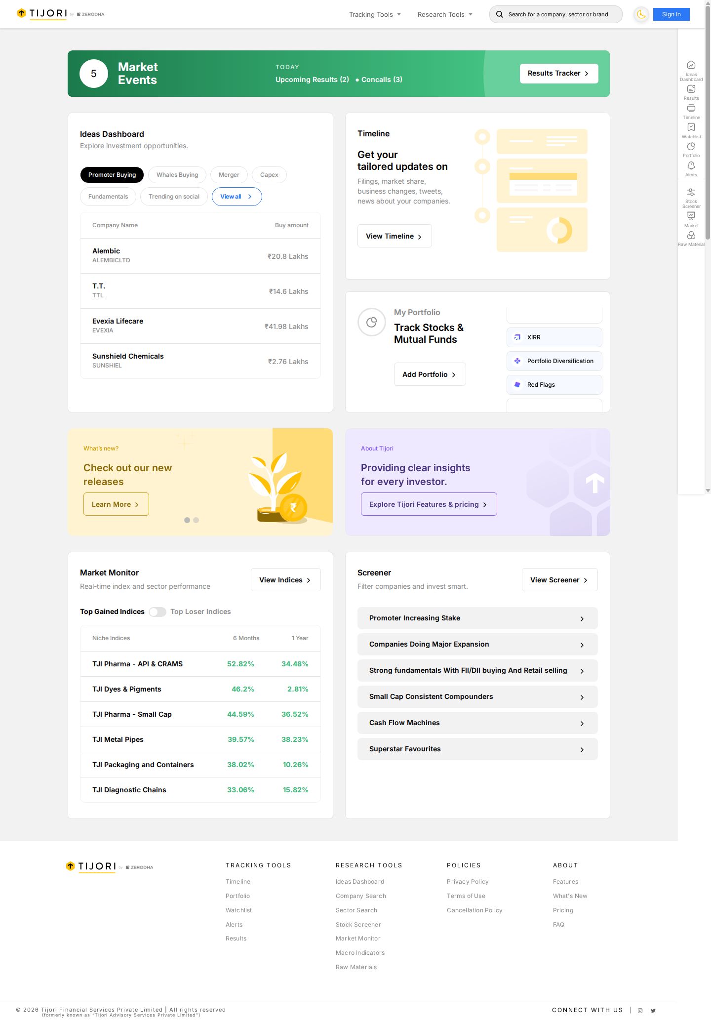 Tijori Finance website preview