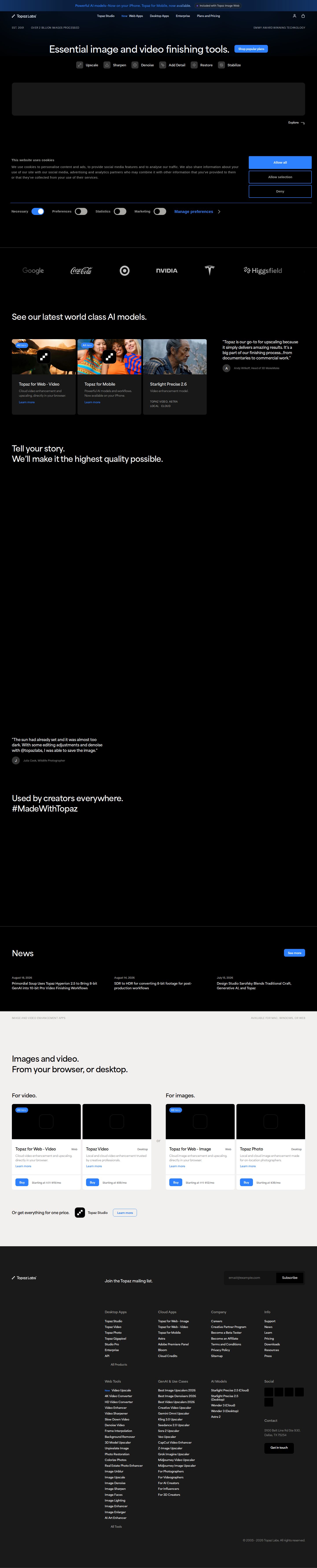 Topaz Labs website preview