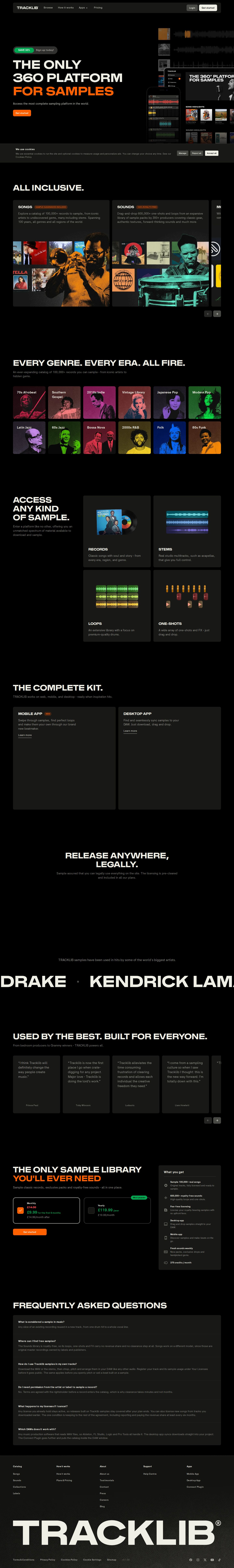 Tracklib website preview