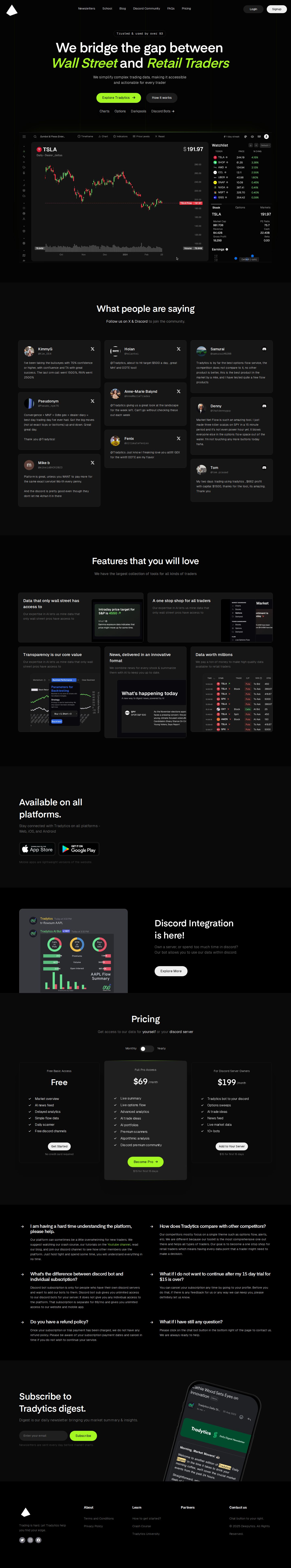 Tradytics website preview