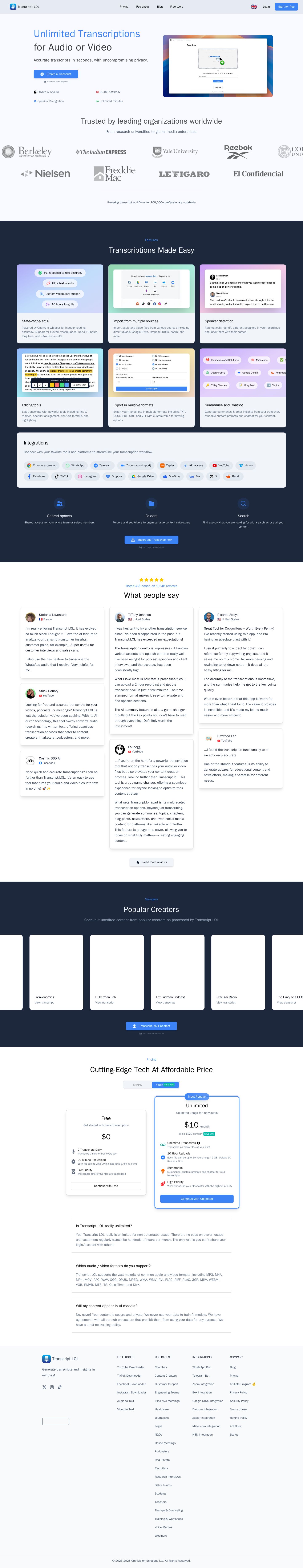 Transcript LOL website preview