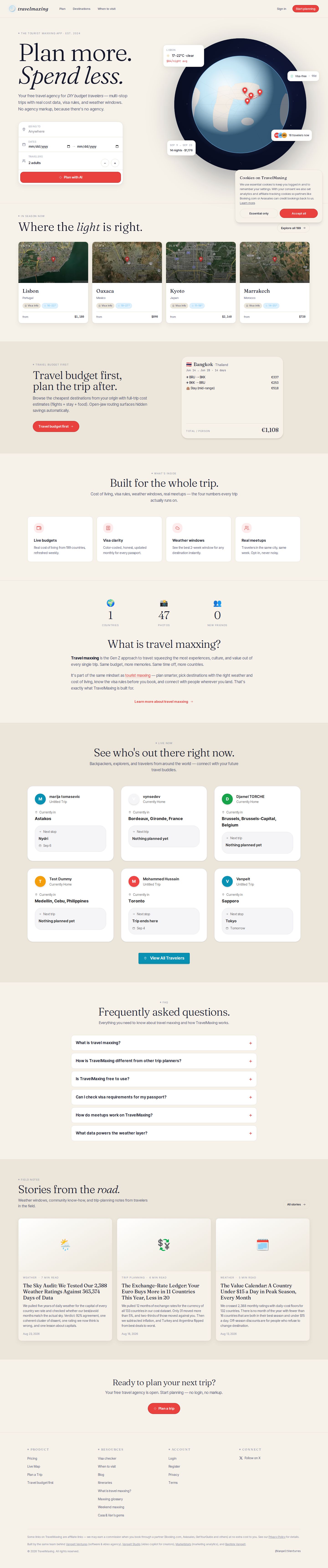 TravelMaxing website preview
